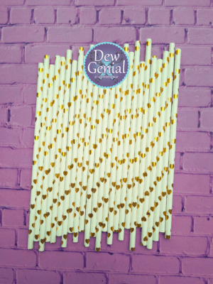 Pitillos de Papel Corazones Dorados R5