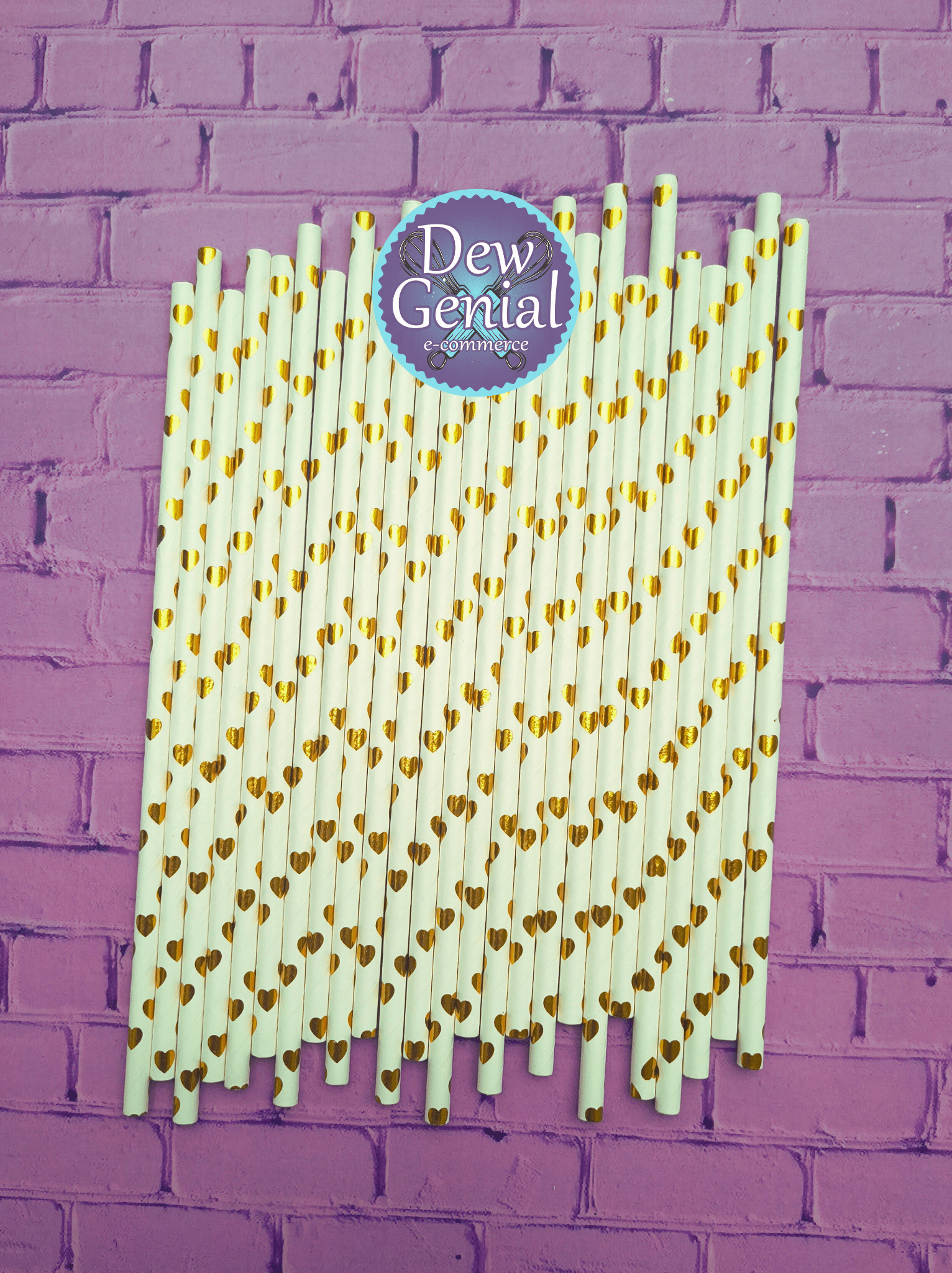 Pitillos de Papel Corazones Dorados R5