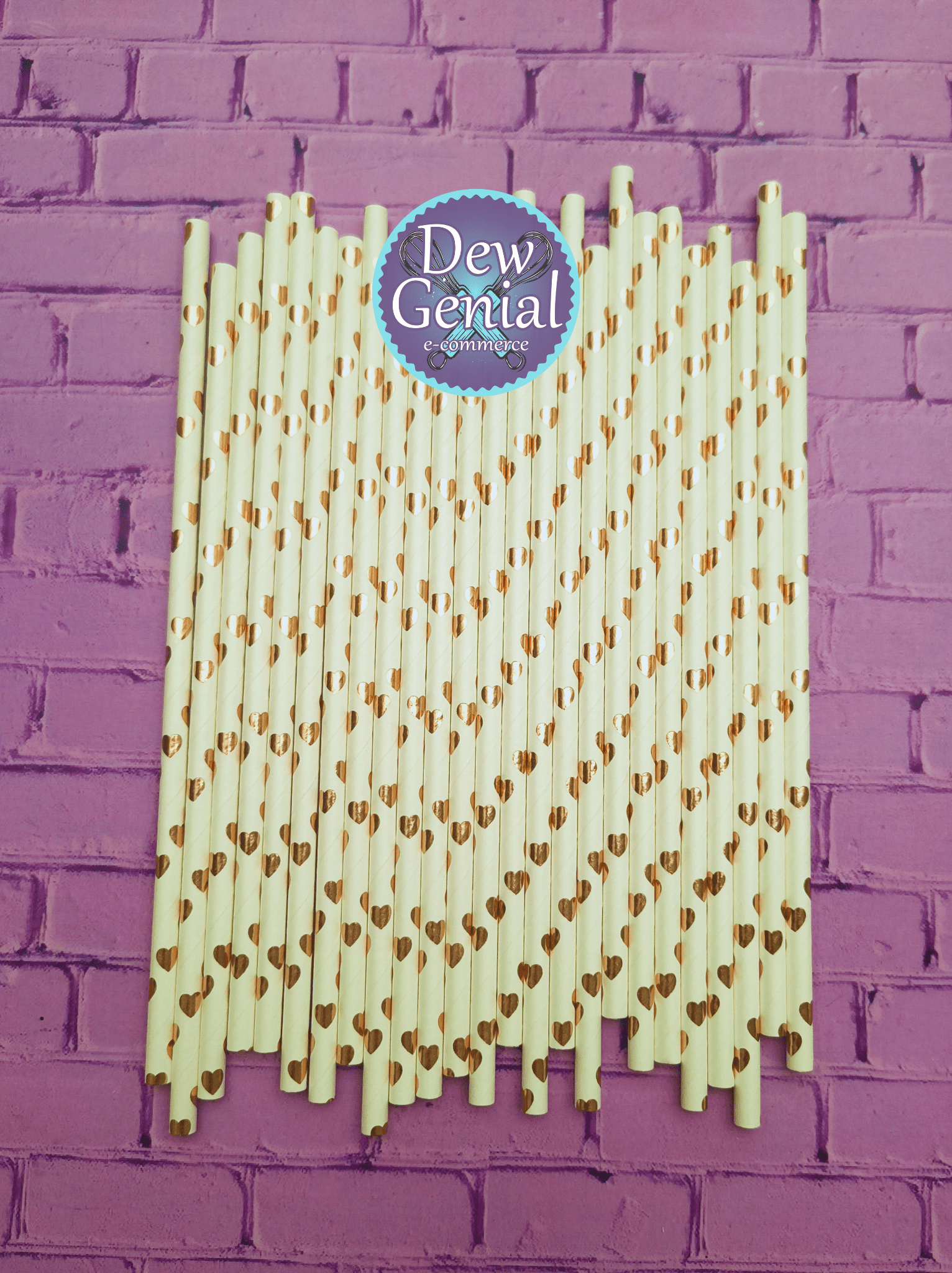 Pitillos de Papel Corazones Oro Rosa R6