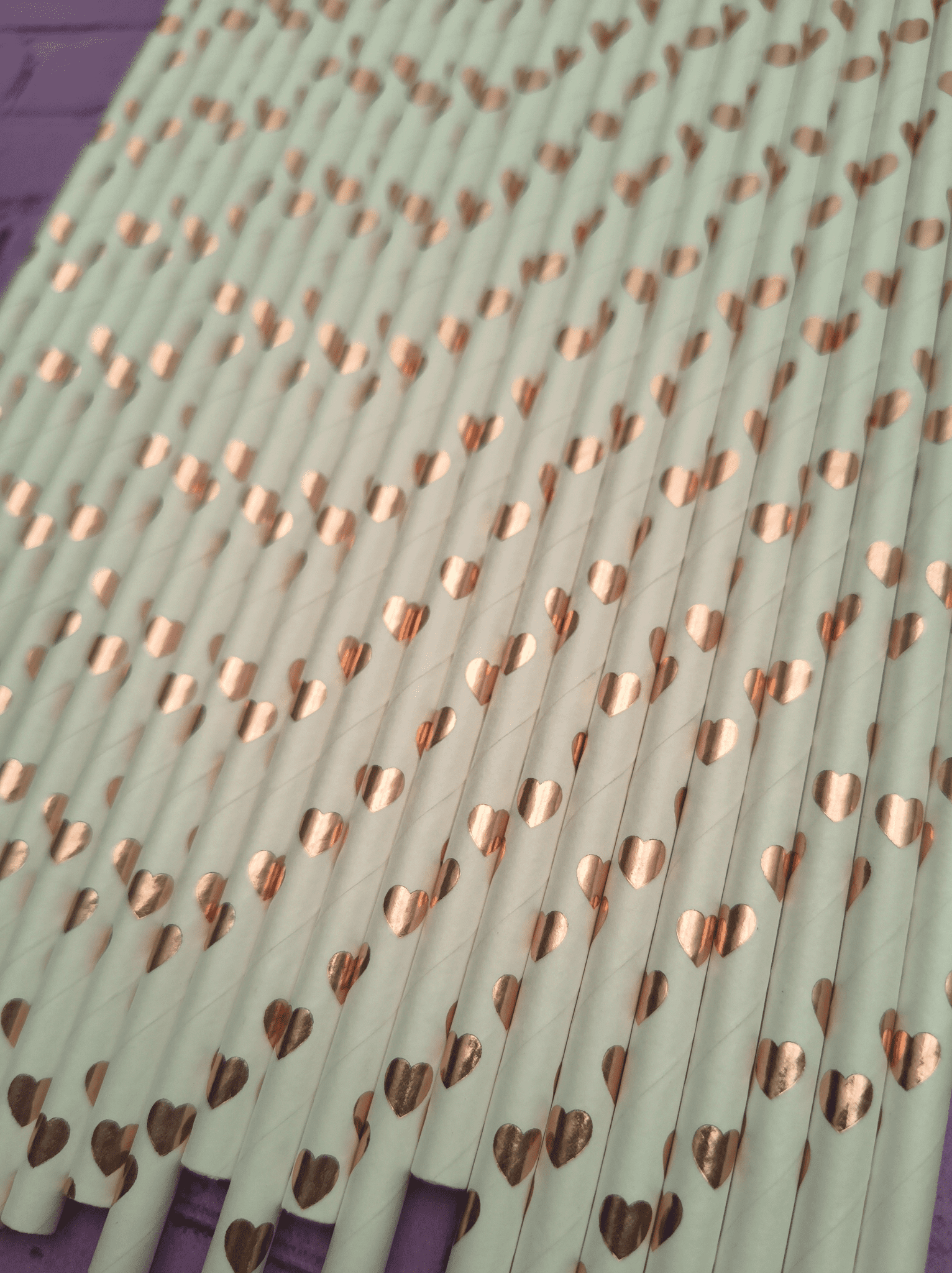 Pitillos de Papel Corazones Oro Rosa R6 - Imagen 2