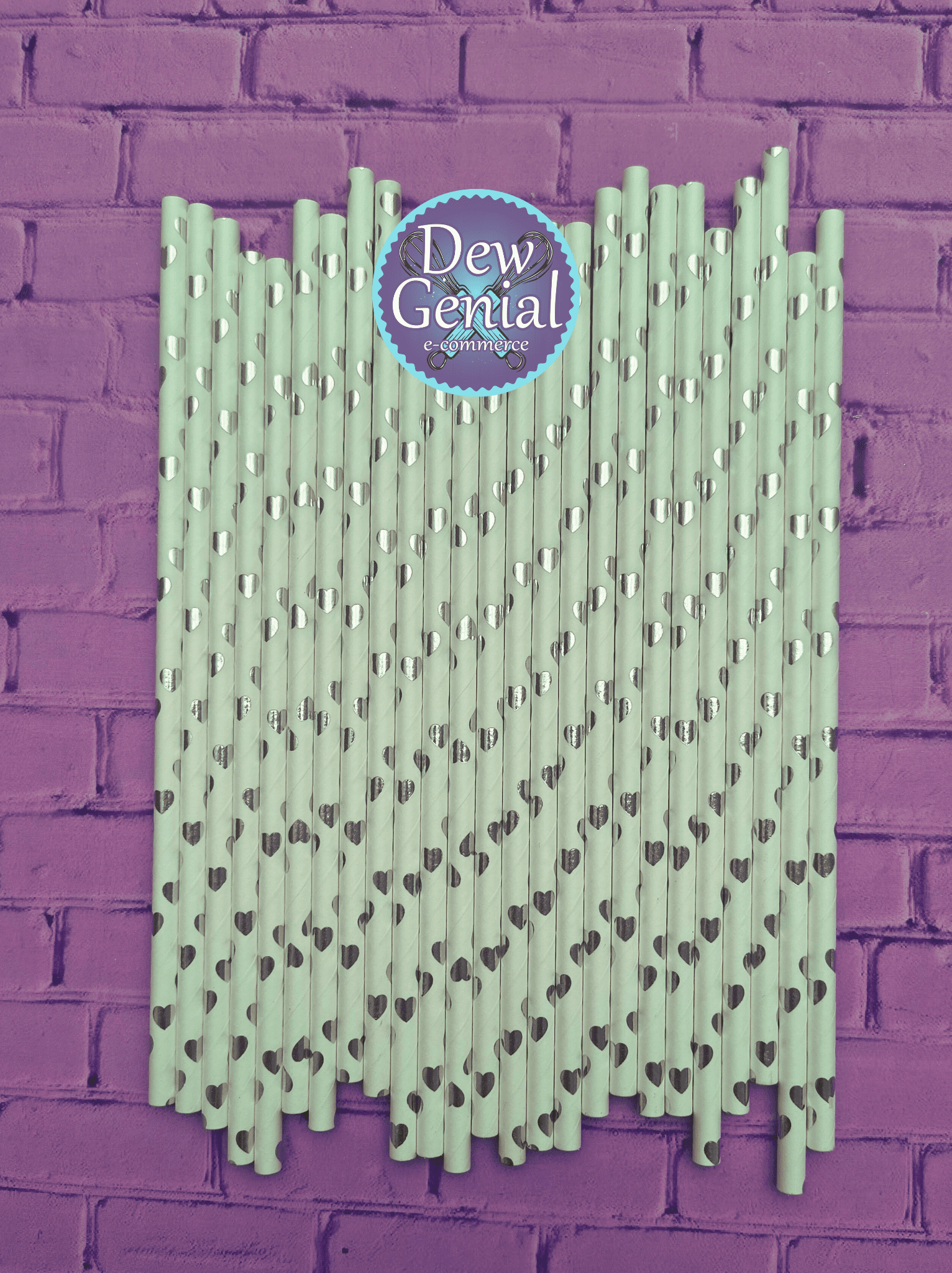 Pitillos de Papel Corazones Plateados R7