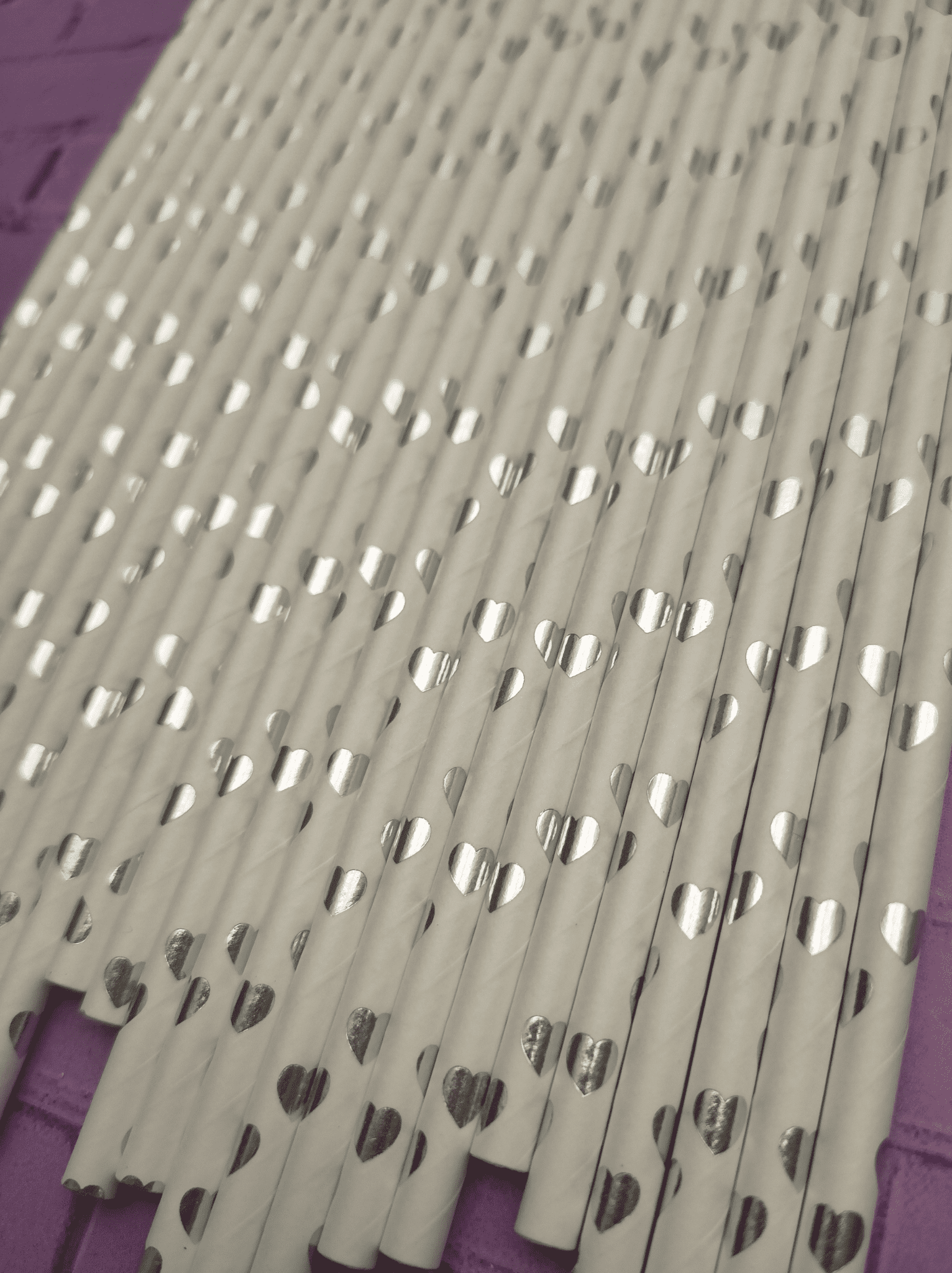 Pitillos de Papel Corazones Plateados R7 - Imagen 2
