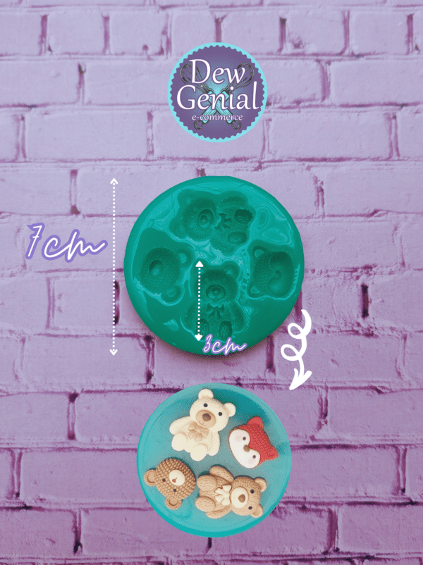 Molde de Silicona Ositos y Caritas Texturisados X4 DG-1139