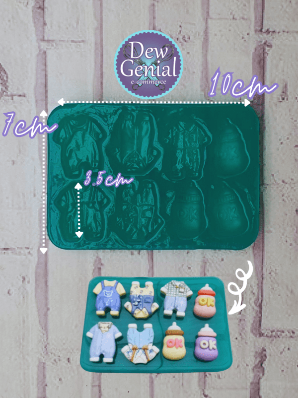 Molde De Silicona Baby Shower Prendas De Bebe X8 DG-1188