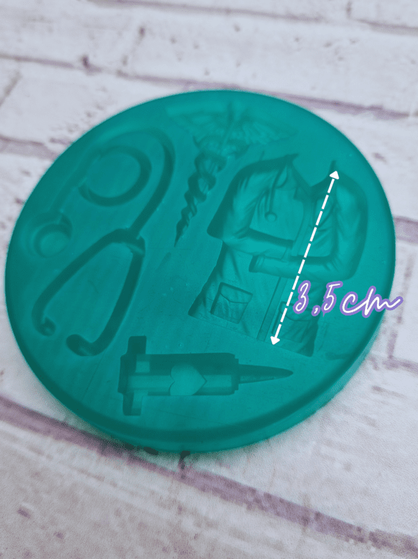 Molde De Silicona Bata Jeringa Estetoscopio Medicina X4 7Cm DG-1201 - Imagen 2