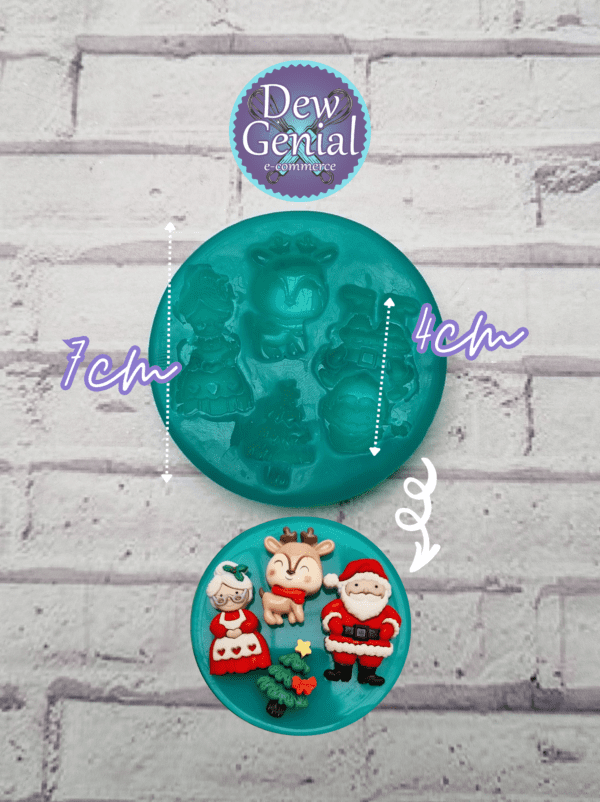 Molde De Silicona Navidad Papá Noel Mamá Noel Reno X4 DG-1203