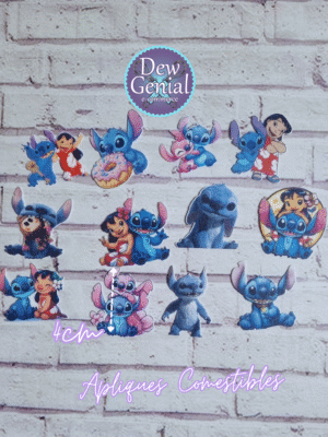 Aplique Comestible Little y Stitch 4cm x12