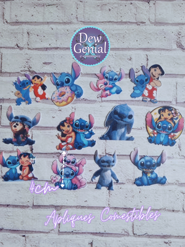 Aplique Comestible Little y Stitch 4cm x12