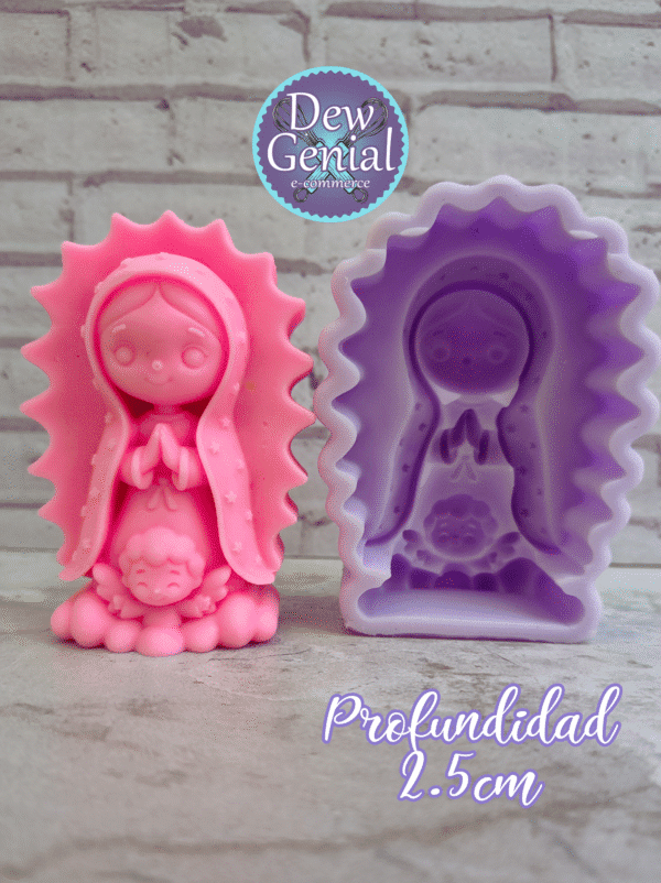 Molde De Silicona Velas Virgen Guadalupe Tierna 5.5Cm DG-1302 - Imagen 2