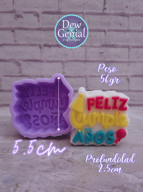 Molde De Silicona Velas Mensaje Feliz Cumple Años 5.5Cm DG-1315