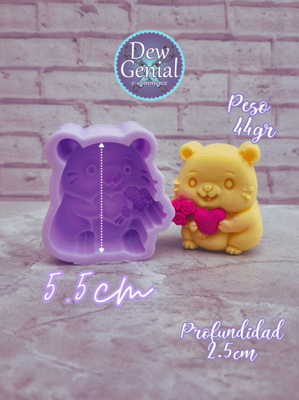 Molde De Silicona Velas Capibara Flores Corazon 5.5Cm DG-1321
