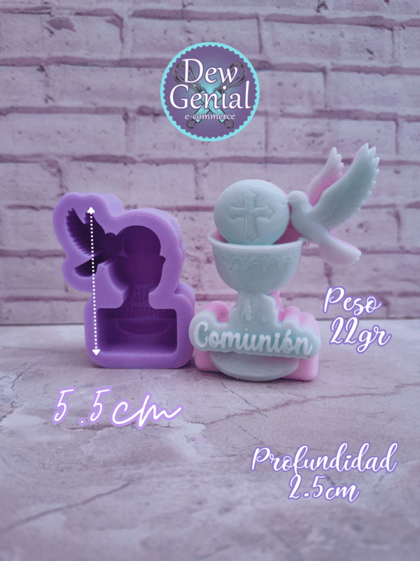 Molde De Silicona Velas Comunion Caliz Paloma 5.5Cm DG-1319