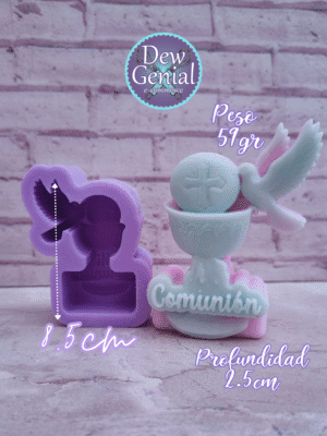 Molde De Silicona Velas Comunion Caliz Paloma 8Cm DG-1320