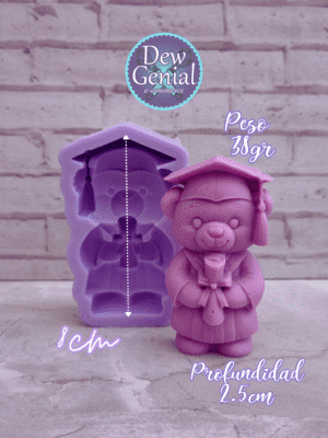 Molde De Silicona Velas Oso Graduacion 8Cm DG-1352