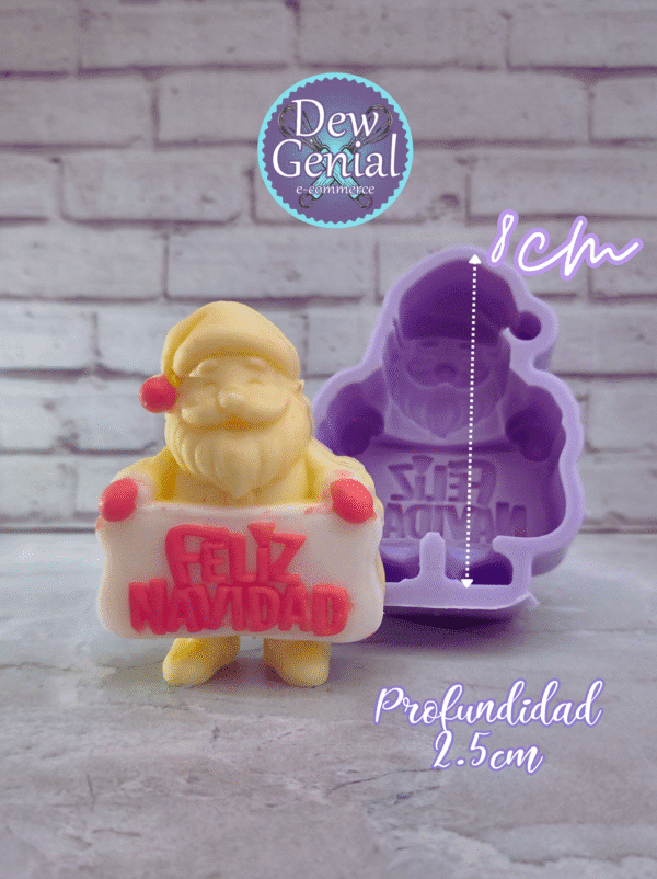 Molde De Silicona Velas Papa Noel Feliz Navidad 8Cm DG-1363