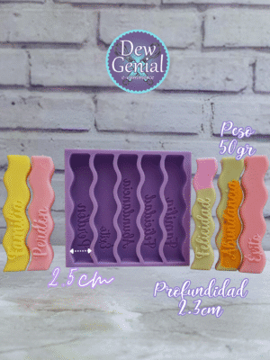 Molde De Silicona Velas Deseos Ondas 13Cm X5 Perdon DG-1381