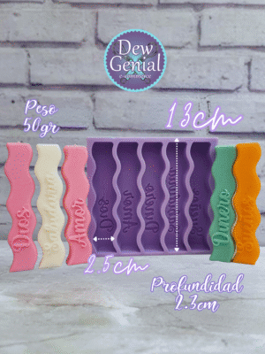 Molde De Silicona Velas Deseos Ondas 13Cm X5 Sueños DG-1379