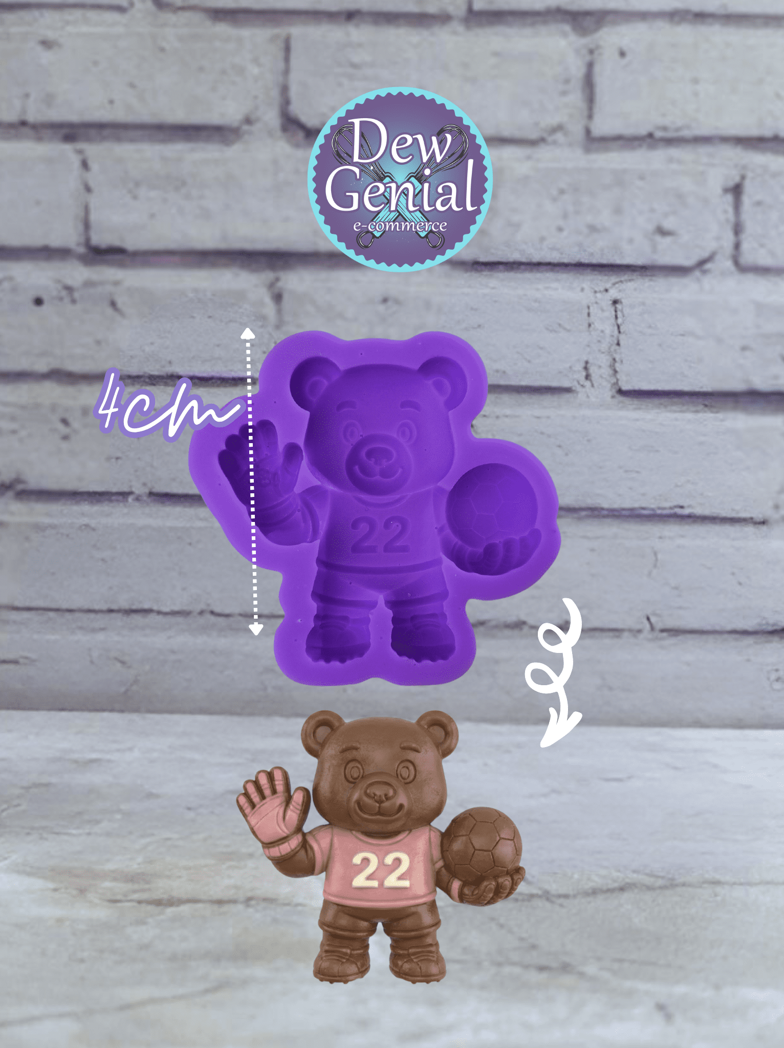 Molde De Silicona Oso Futbolista Arquero 4.5Cm DG-1341