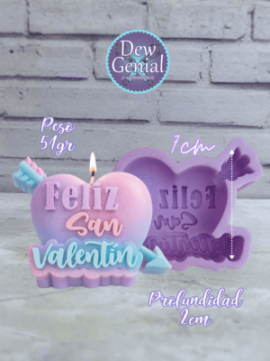 Molde De Silicona Velas Corazon Feliz San Valentin 6Cm DG-1396