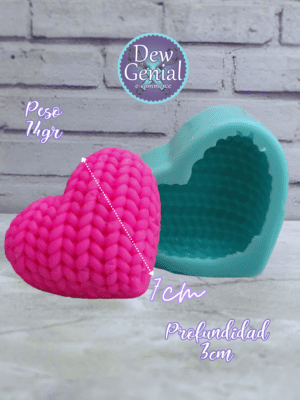 Molde De Silicona Velas Corazon Textura Tejido 7Cm DG-1401