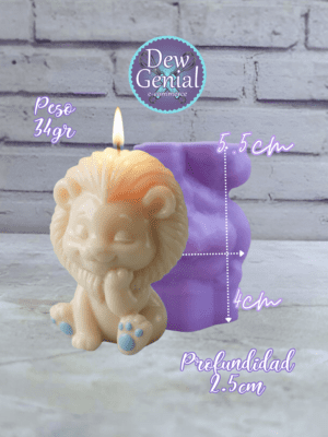 Molde De Silicona Velas Leon Tierno Baby Shower 3D 5,5Cm DG-1425