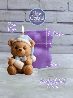 Molde De Silicona Velas Oso Baby Shower Tetero 3D 5,5Cm DG-1421