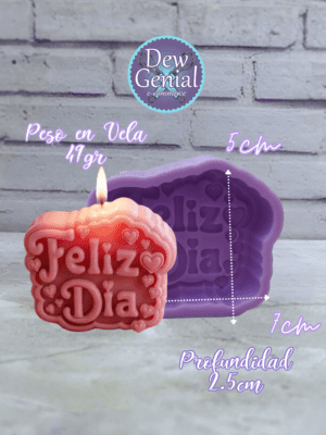 Molde De Silicona Velas Feliz Dia Corazones 7Cm DG-1420