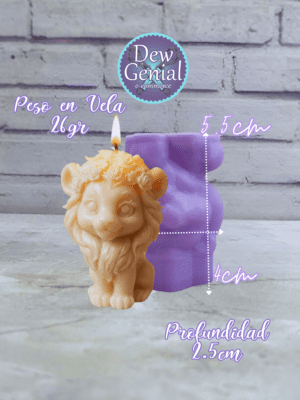 Molde De Silicona Velas Leona Baby Shower 3D 5,5Cm DG-1429
