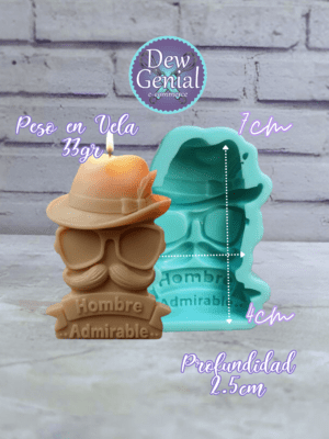 Molde De Silicona Velas Sombrero Bigote Hombre Admirable 7Cm DG-1445