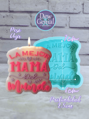 Molde De Silicona Velas La Mejor Mama Del Mundo 7Cm DG-1449