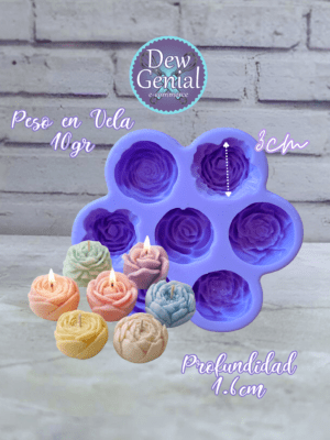 Molde De Silicona Velas Flores Y Rosas Delux X7 DG-1454