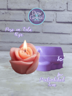 Molde De Silicona Velas Rosa Boton 3,5Cm Alto DG-1455