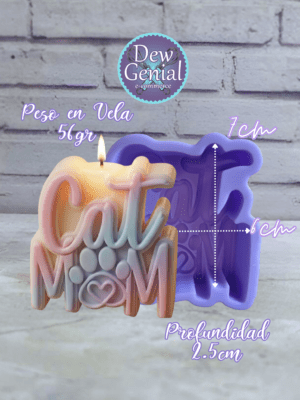 Molde De Silicona Velas Cat Mom 7Cm DG-1462