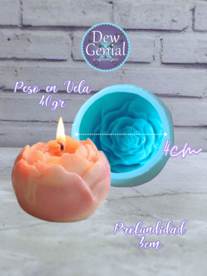 Molde De Silicona Velas Peonia 3,5Cm Alto  DG-1457