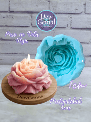 Molde De Silicona Velas Peonia Abierta 3,5Cm Alto  DG-1458