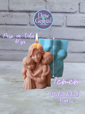 Molde De Silicona Velas Mamá Niño Niña 7Cm DG-1464