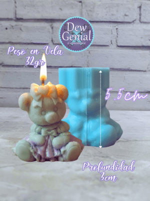 Molde De Silicona Velas Osita Vestido 5,5Cm DG-1469