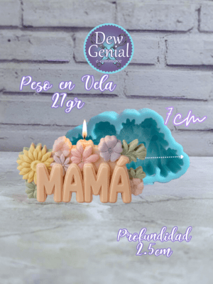 Molde De Silicona Velas Mamá Flores 7Cm DG-1470