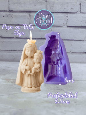 Molde De Silicona Velas Virgen Del Carmen 2D 8Cm DG-1484