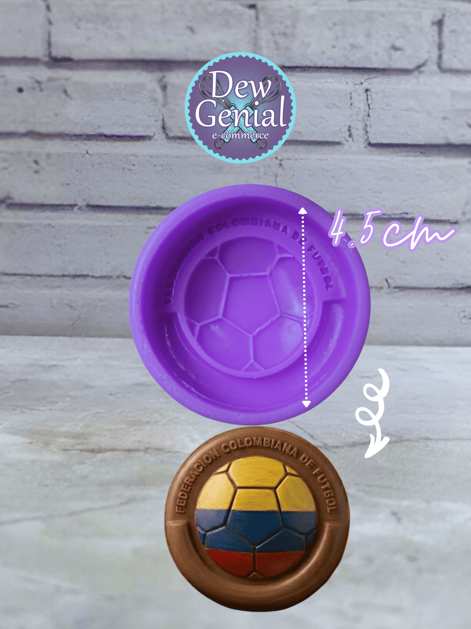 Molde De Silicona Escudo Federacion Colombiana Futbol 4.5Cm DG-1480