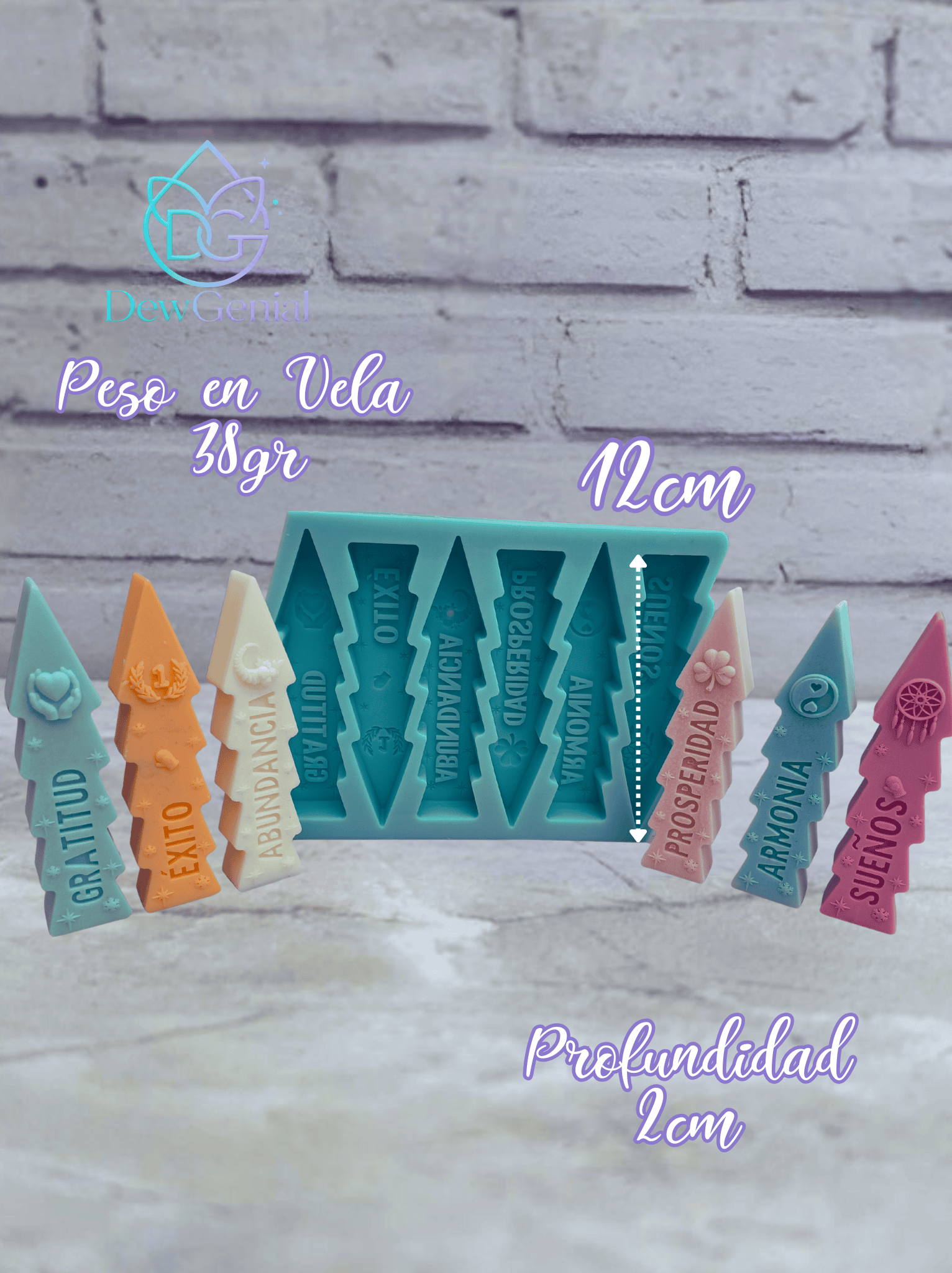 Molde De Silicona Velas Deseos Arbolito 12Cm X6 Sueños DG-1494